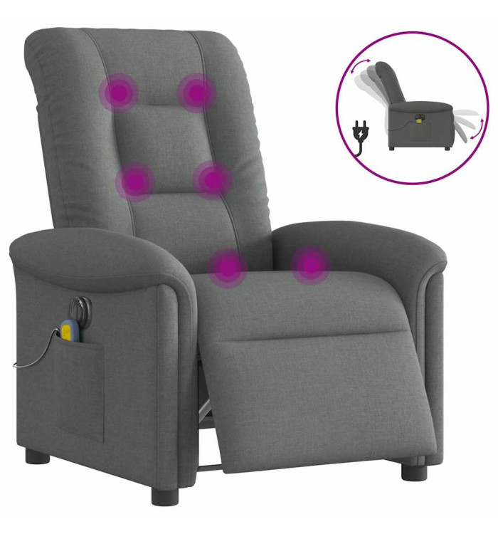 Fauteuil inclinable de massage électrique gris foncé tissu | Mobilier & Déco