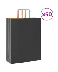 Sacs en papier 50 pcs avec poignées noir 32x12x42 cm | Mobilier & Déco