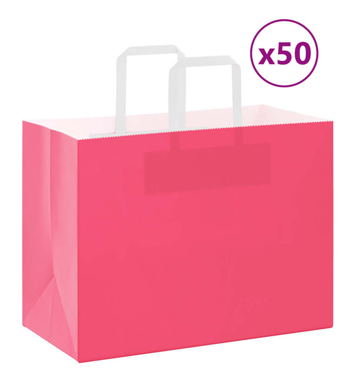 Sacs en papier 50 pcs avec poignées rose 32x17x25 cm | Mobilier & Déco
