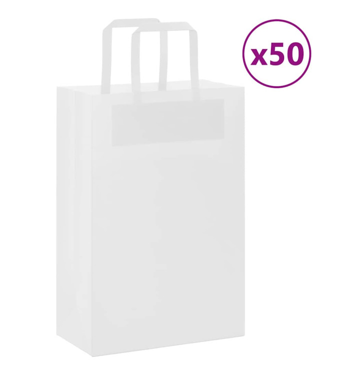 Sacs en papier 50 pcs avec poignées blanc 21x11x31 cm | Mobilier & Déco