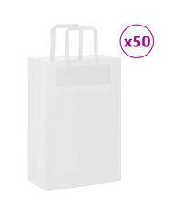 Sacs en papier 50 pcs avec poignées blanc 21x11x31 cm | Mobilier & Déco