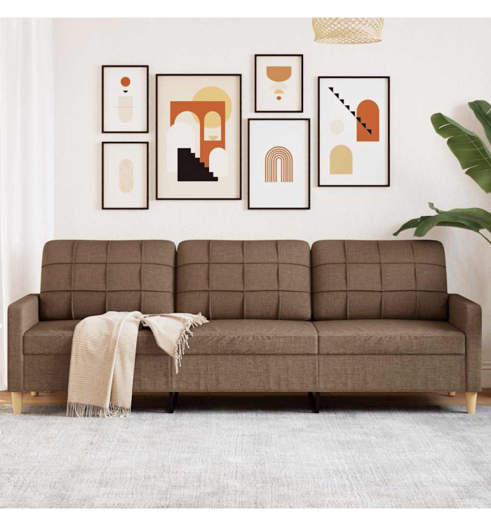 Canapé à 3 places Marron 210 cm Tissu | Mobilier & Déco
