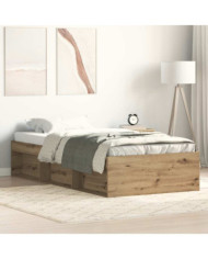 Cadre de lit sans matelas chêne artisanal 100x200 cm | Mobilier & Déco