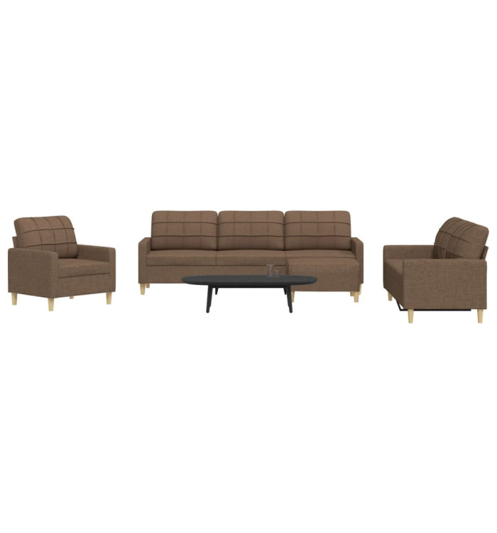 Ensemble de canapés 4 pcs avec repose-pied marron tissu | Mobilier & Déco