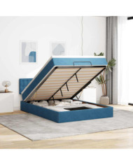Cadre de lit ottoman avec matelas bleu foncé 140x190 cm velours | Mobilier & Déco