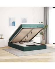 Cadre de lit ottoman avec matelas vert foncé 140x190 cm velours | Mobilier & Déco