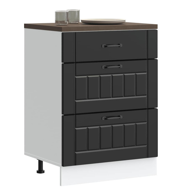 Armoire de cuisine Lucca noir bois d'ingénierie | Mobilier & Déco