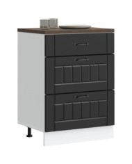 Armoire de cuisine Lucca noir bois d'ingénierie | Mobilier & Déco