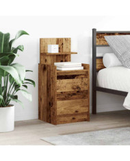 Table de chevet avec 2 tiroirs vieux bois 38x34x80 cm | Mobilier & Déco