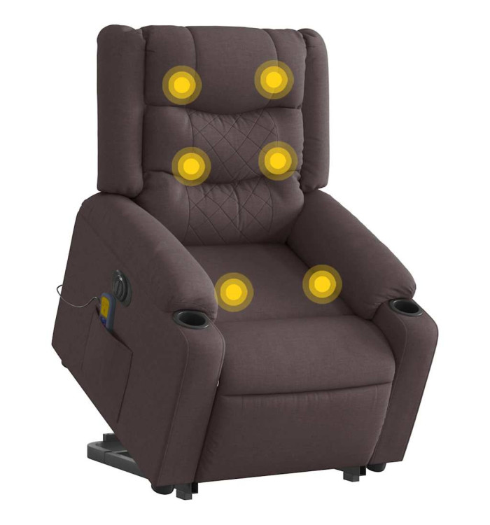 Fauteuil inclinable de massage électrique Marron foncé Tissu | Mobilier & Déco