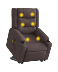 Fauteuil inclinable de massage électrique Marron foncé Tissu | Mobilier & Déco