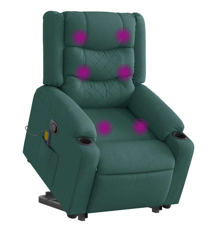 Fauteuil inclinable de massage Vert foncé Tissu | Mobilier & Déco