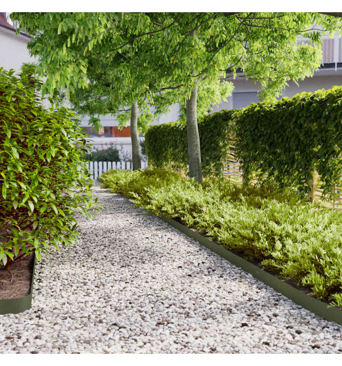 Bordures pelouse 10pcs vert olive 10x103cm acier laminé à froid | Mobilier & Déco