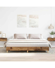 Cadre de lit sans matelas vieux bois 200x200 cm bois ingénierie | Mobilier & Déco