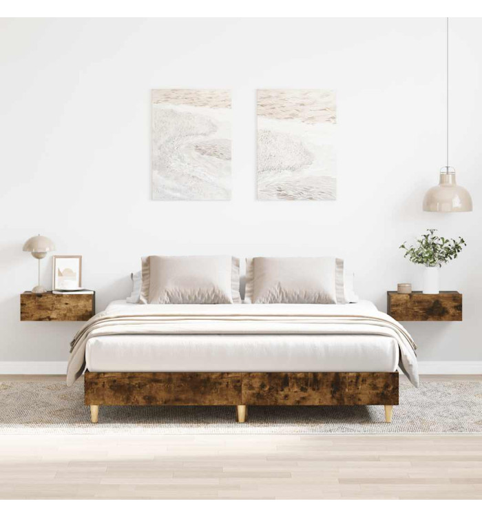 Cadre de lit sans matelas chêne fumé 150x200 cm bois ingénierie | Mobilier & Déco