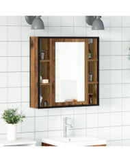 Armoire à miroir de salle de bain vieux bois bois d'ingénierie | Mobilier & Déco