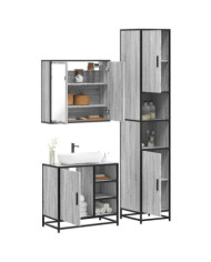 Ensemble de meubles de salle de bain 3 pcs Sonoma gris | Mobilier & Déco