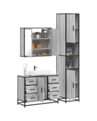 Ensemble de meubles de salle de bain 3 pcs Sonoma gris | Mobilier & Déco