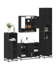 Ensemble de meubles salle de bain 4 pcs noir bois d'ingénierie | Mobilier & Déco