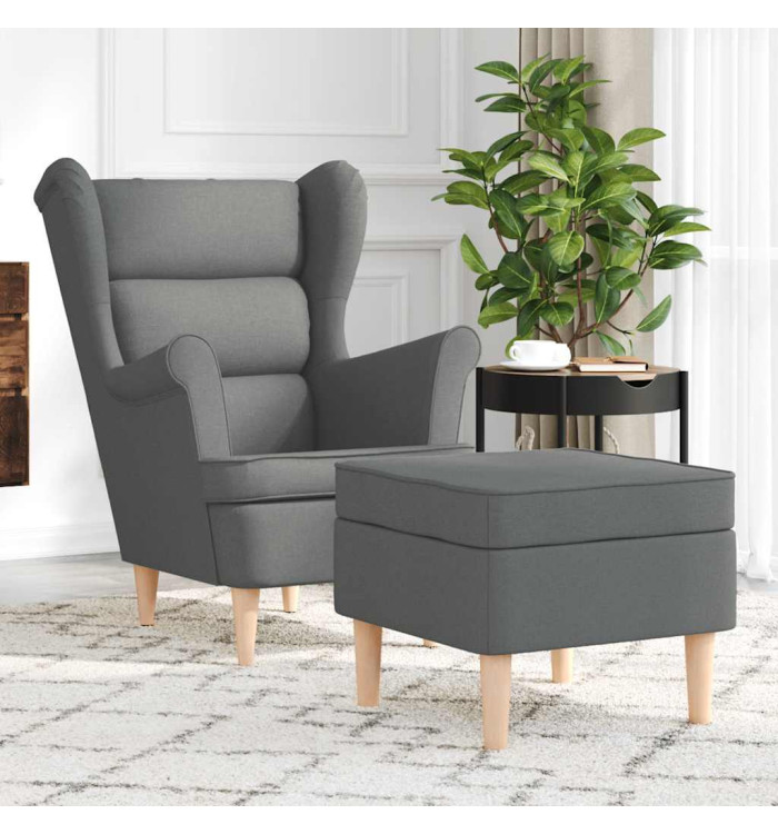 Fauteuil avec repose-pied Gris foncé Tissu | Mobilier & Déco