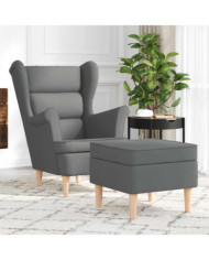Fauteuil avec repose-pied Gris foncé Tissu | Mobilier & Déco