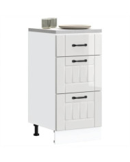Armoire de cuisine Lucca blanc brillant bois ingénierie | Mobilier & Déco