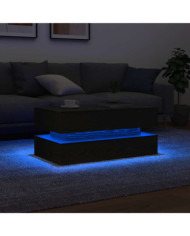 Table basse avec lumières LED chêne noir 90x50x40 cm | Mobilier & Déco