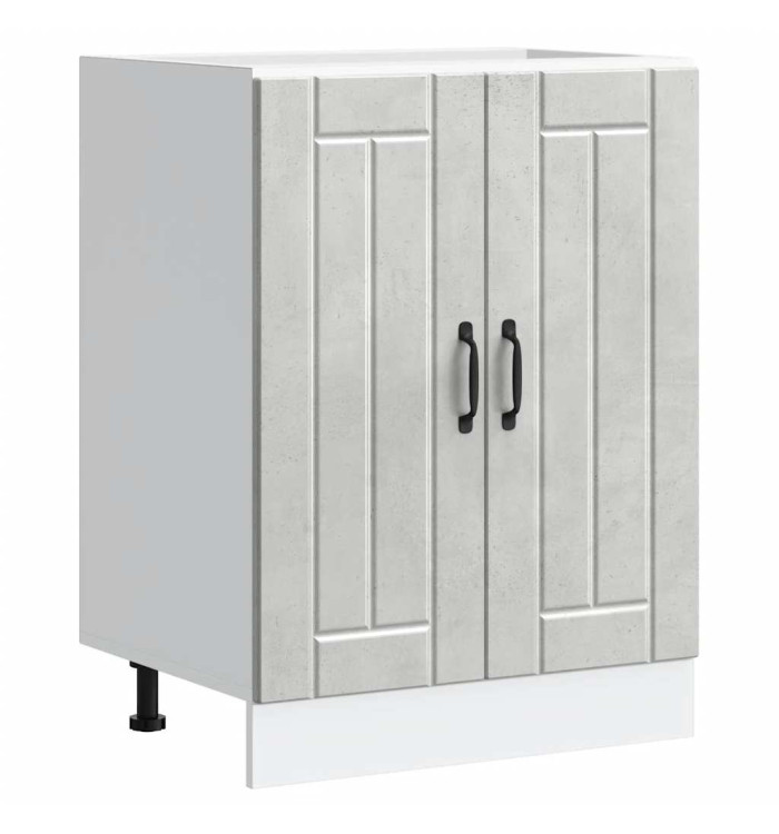 Meuble de base de lavabo Lucca gris béton bois ingénierie | Mobilier & Déco