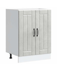 Meuble de base de lavabo Lucca gris béton bois ingénierie | Mobilier & Déco
