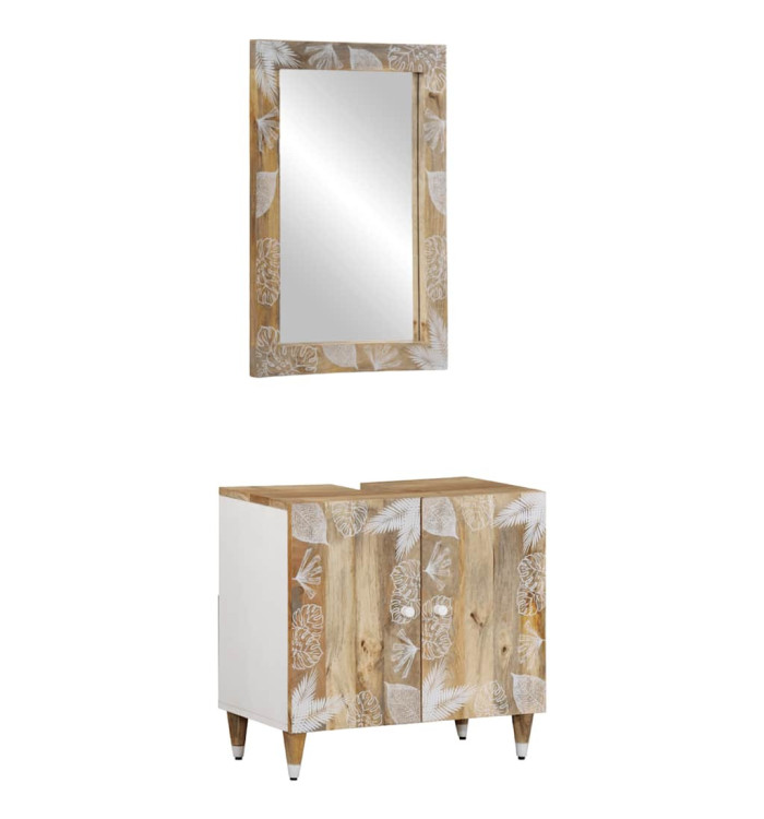 Ensemble de meubles salle de bain 2 pcs bois de manguier massif | Mobilier & Déco