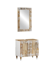 Ensemble de meubles salle de bain 2 pcs bois de manguier massif | Mobilier & Déco