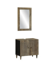 Ensemble de meubles salle de bain 2 pcs bois de manguier massif | Mobilier & Déco