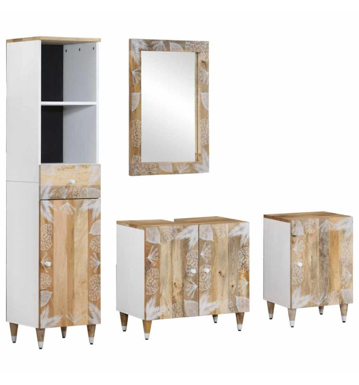 Ensemble de meubles de salle de bain 4 pcs bois manguier massif | Mobilier & Déco