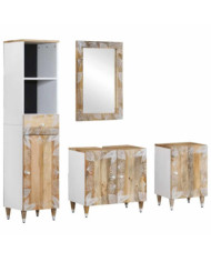 Ensemble de meubles de salle de bain 4 pcs bois manguier massif | Mobilier & Déco
