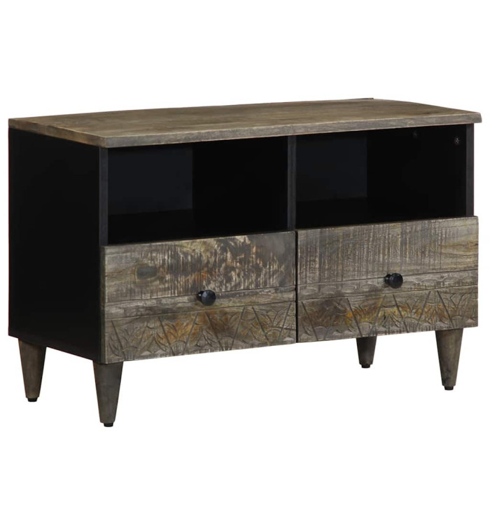 Meuble TV gris clair 70x33,5x46 cm bois massif de manguier | Mobilier & Déco