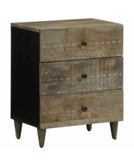 Table de chevet gris clair 50x33x60 cm bois de manguier massif | Mobilier & Déco