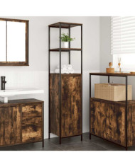 Meuble de salle de bain avec étagères chêne fumé 36x35x165 cm | Mobilier & Déco