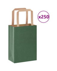 Sacs en papier 250 pcs avec poignées vert 15x8x21 cm | Mobilier & Déco