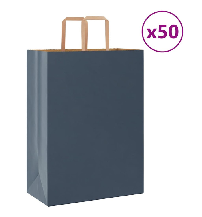 Sacs en papier 50 pcs avec poignées bleu 32x17x44 cm | Mobilier & Déco