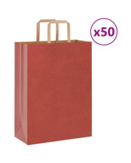 Sacs en papier 50 pcs avec poignées rouge 26x12x35 cm | Mobilier & Déco