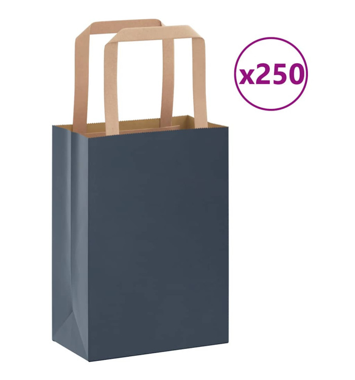 Sacs en papier 250 pcs avec poignées bleu 15x8x21 cm | Mobilier & Déco