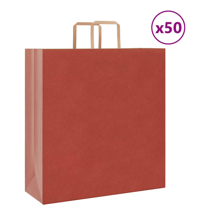 Sacs en papier 50 pcs avec poignées rouge 45x17x48 cm | Mobilier & Déco
