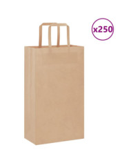 Sacs en papier 250 pcs avec poignées marron 21x11x36 cm | Mobilier & Déco