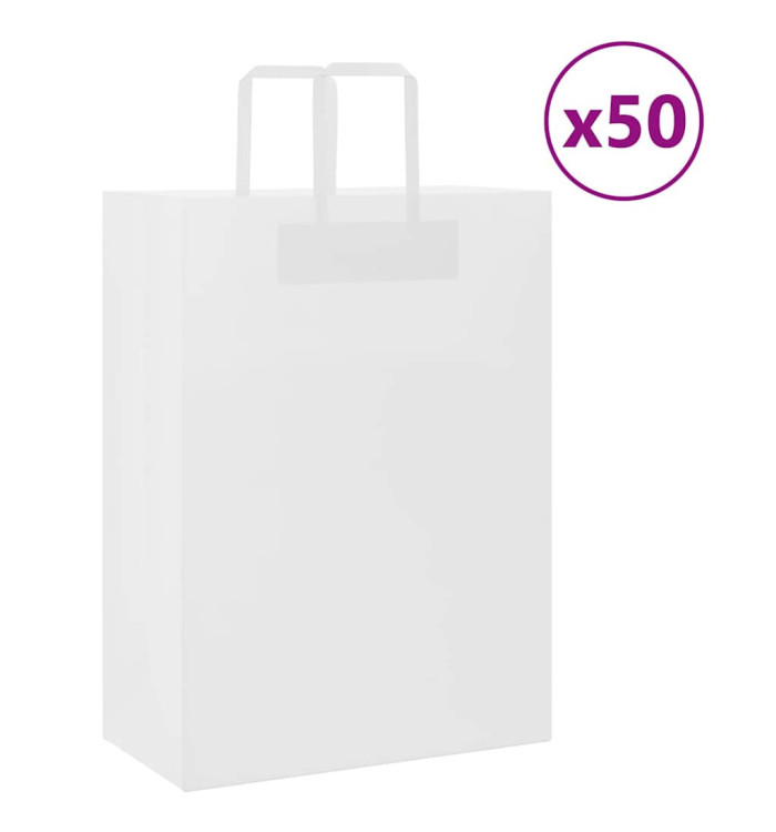 Sacs en papier 50 pcs avec poignées blanc 32x17x44 cm | Mobilier & Déco