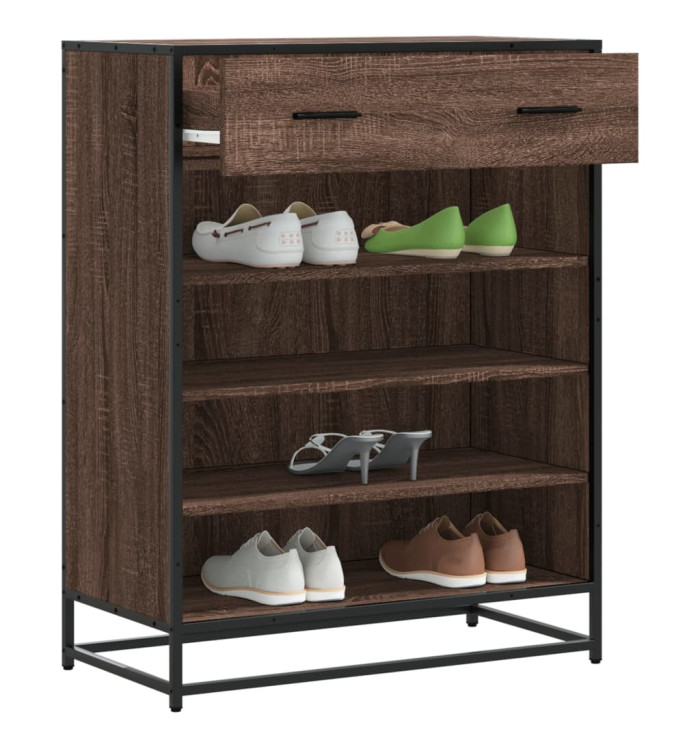 Meuble à chaussures chêne marron bois d'ingénierie et métal | Mobilier & Déco