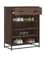 Meuble à chaussures chêne marron bois d'ingénierie et métal | Mobilier & Déco