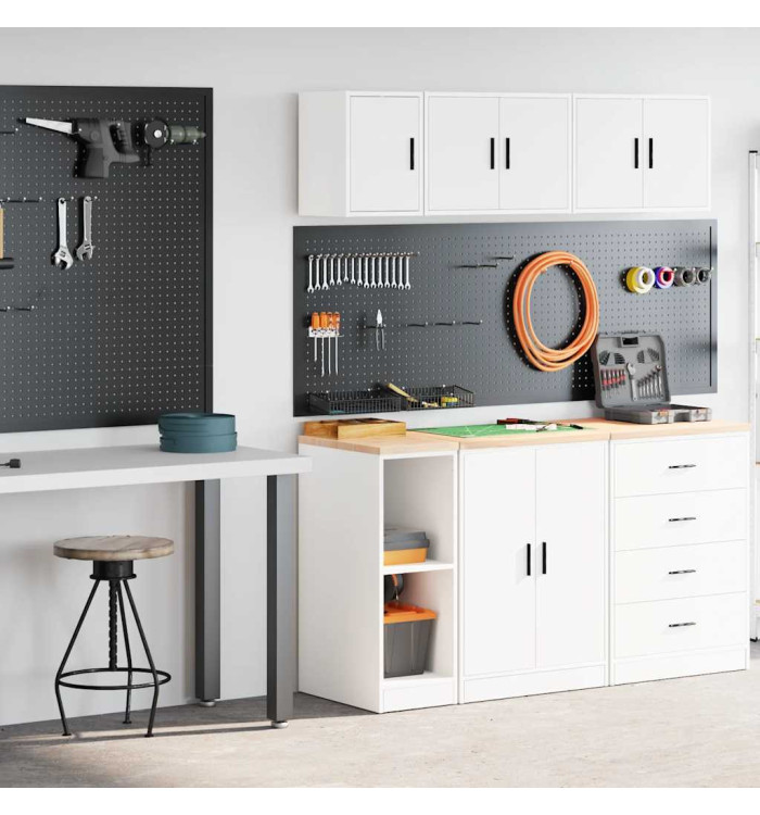 Armoires de garage 2 pcs blanc bois d'ingénierie | Mobilier & Déco