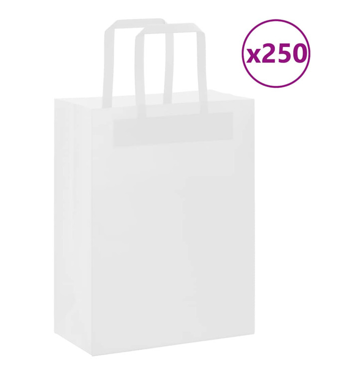 Sacs en papier 250 pcs avec poignées blanc 21x11x28 cm | Mobilier & Déco