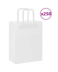 Sacs en papier 250 pcs avec poignées blanc 21x11x28 cm | Mobilier & Déco