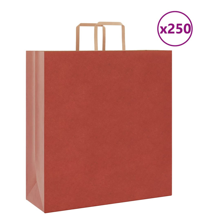 Sacs en papier 250 pcs avec poignées rouge 45x17x48 cm | Mobilier & Déco